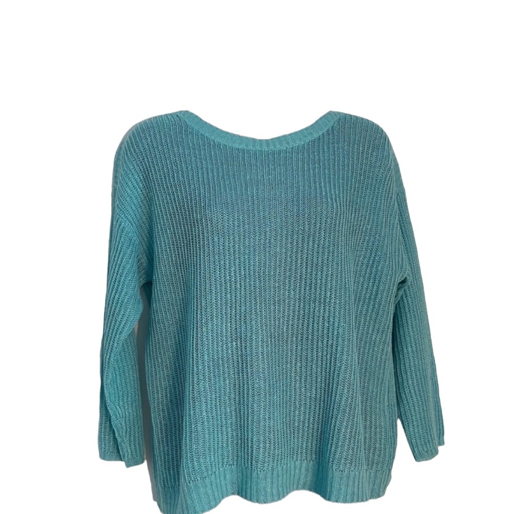 Sold ..EILEEN FISHER aqua blue linen sweater in S/P, NWT